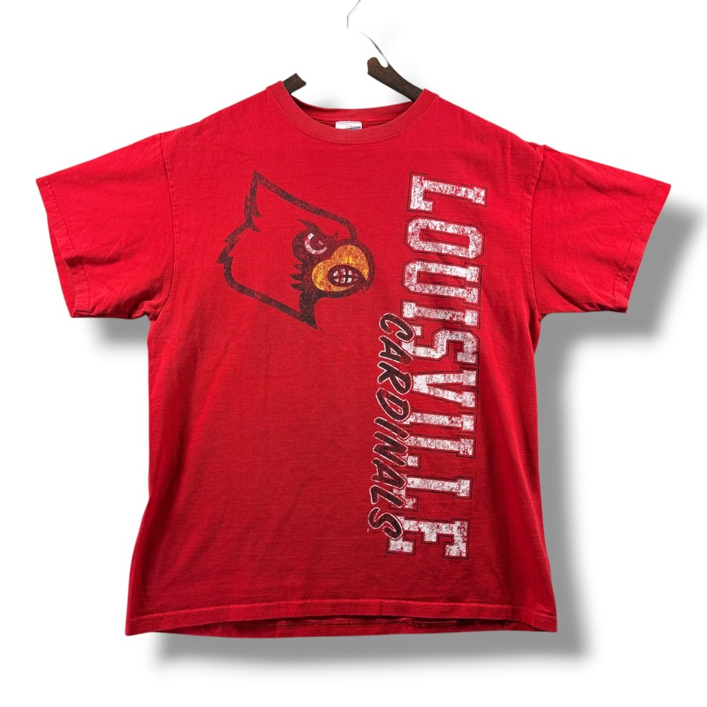 Soffe‎ Louisville Cardinals Mens Medium Red Graphic T-Shirt NCAA Fan Gear